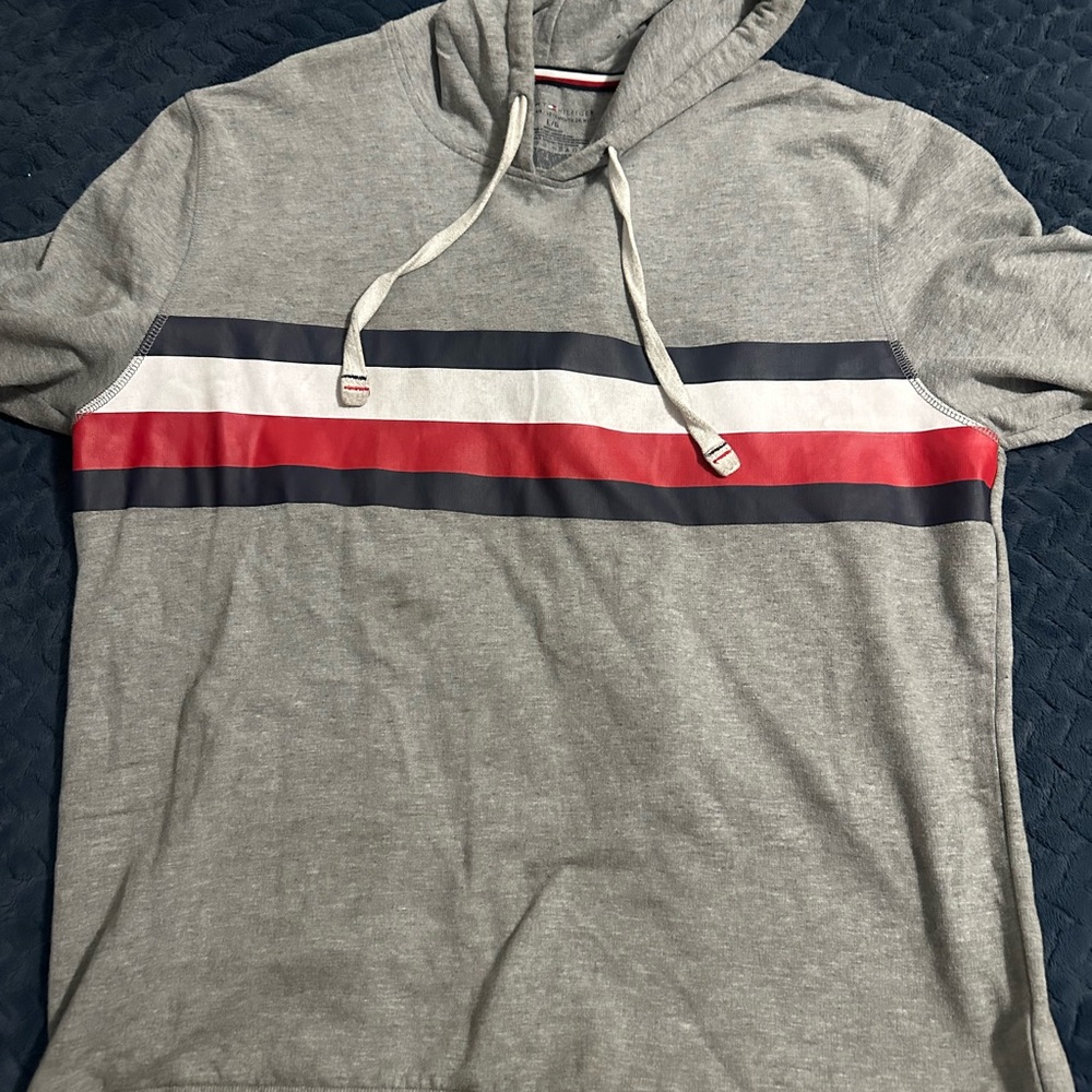 Tommy Hilfiger Gray and Red Casual Hoodie